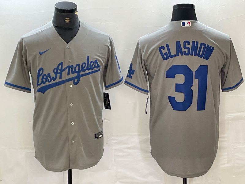 Men Los Angeles Dodgers #31 Glasnow Grey Nike Game MLB Jersey style 1->los angeles dodgers->MLB Jersey